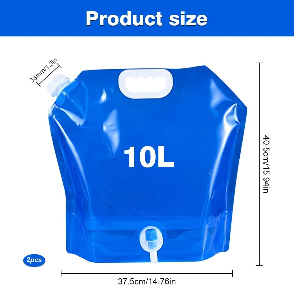 بسته 2 عددی ظروف آب کمپینگ 10 لیتری، کیسه های ذخیره آب قابل حمل، ظرف آب تاشو با شیر، ظرف حمل آب خودرو، کیسه های آب تاشو برای کمپینگ ورزشی، پیاده روی، پیک نیک، باربیکیو (آبی) بسته 2 عددی ظروف آب کمپینگ 10 لیتری، کیسه های ذخیره آب قابل حمل، ظرف آب تاشو با شیر، ظرف حمل آب خودرو، کیسه های آب تاشو برای کمپینگ ورزشی، پیاده روی، پیک نیک، باربیکیو (آبی)