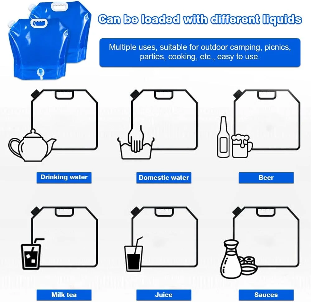 بسته 2 عددی ظروف آب کمپینگ 10 لیتری، کیسه های ذخیره آب قابل حمل، ظرف آب تاشو با شیر، ظرف حمل آب خودرو، کیسه های آب تاشو برای کمپینگ ورزشی، پیاده روی، پیک نیک، باربیکیو (آبی) بسته 2 عددی ظروف آب کمپینگ 10 لیتری، کیسه های ذخیره آب قابل حمل، ظرف آب تاشو با شیر، ظرف حمل آب خودرو، کیسه های آب تاشو برای کمپینگ ورزشی، پیاده روی، پیک نیک، باربیکیو (آبی)