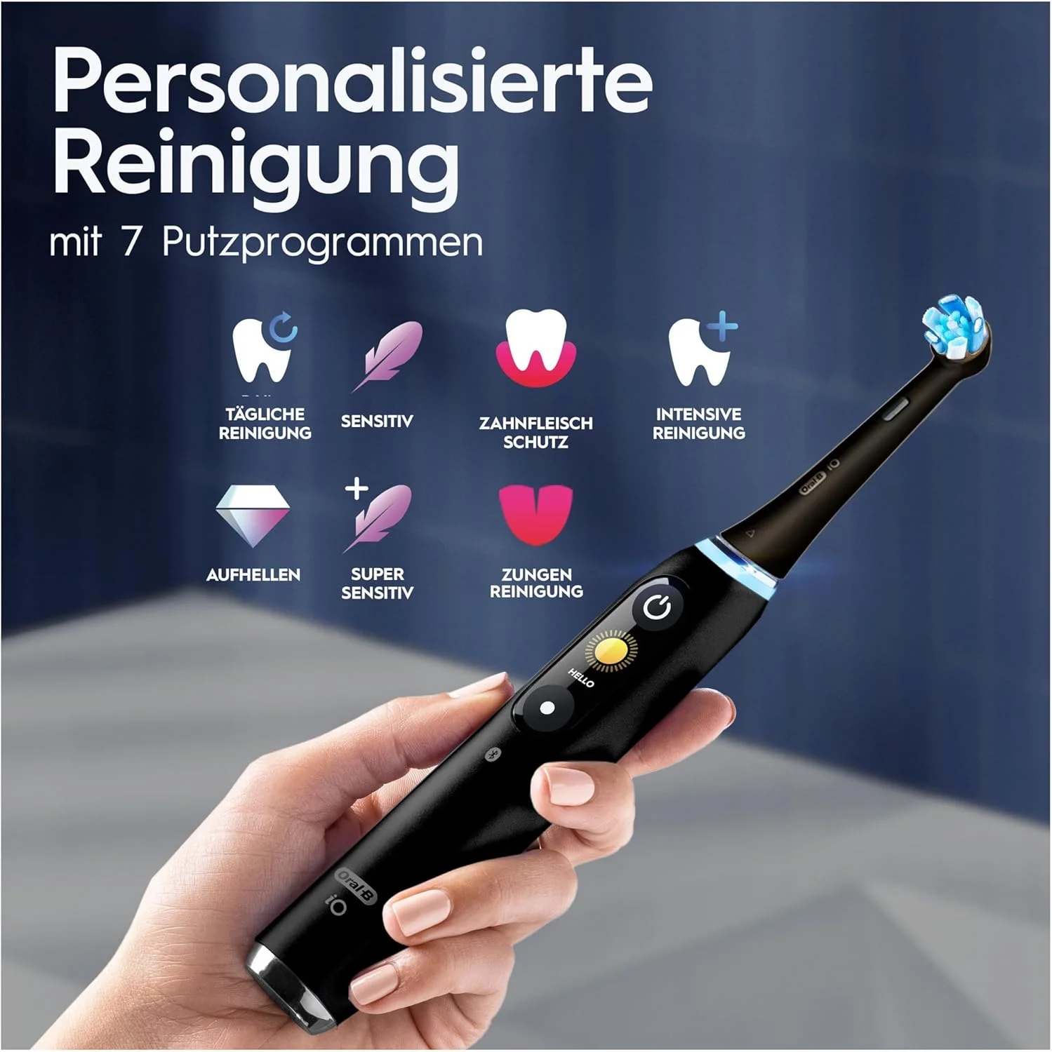 مسواک برقی مشکی Oral-B iO 9 مدل 4210201443889، دارای 3 سری، 1 جعبه مسافرتی شارژ، طراحی شده توسط براون، مشکی مسواک برقی مشکی Oral-B iO 9 مدل 4210201443889، دارای 3 سری، 1 جعبه مسافرتی شارژ، طراحی شده توسط براون، مشکی