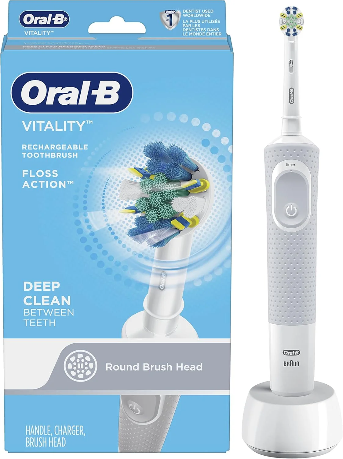 مسواک برقی اورال-بی Vitality FlossAction، سفید