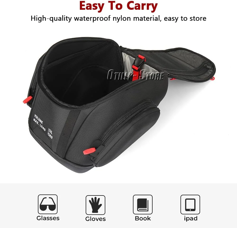 کیف باک ضد آب موتور سیکلت Chaoouyue با حجم 12 لیتر مناسب برای BMW R1300GS Adventure R 1300 GS ADV 2024 2025 کیف نگهداری وسایل سفر کوله پشتی نایلونی مشکی کیف ابزار قابل حمل جلو