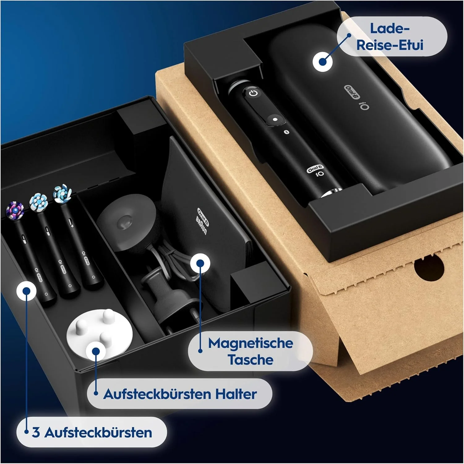 مسواک برقی مشکی Oral-B iO 9 مدل 4210201443889، دارای 3 سری، 1 جعبه مسافرتی شارژ، طراحی شده توسط براون، مشکی مسواک برقی مشکی Oral-B iO 9 مدل 4210201443889، دارای 3 سری، 1 جعبه مسافرتی شارژ، طراحی شده توسط براون، مشکی