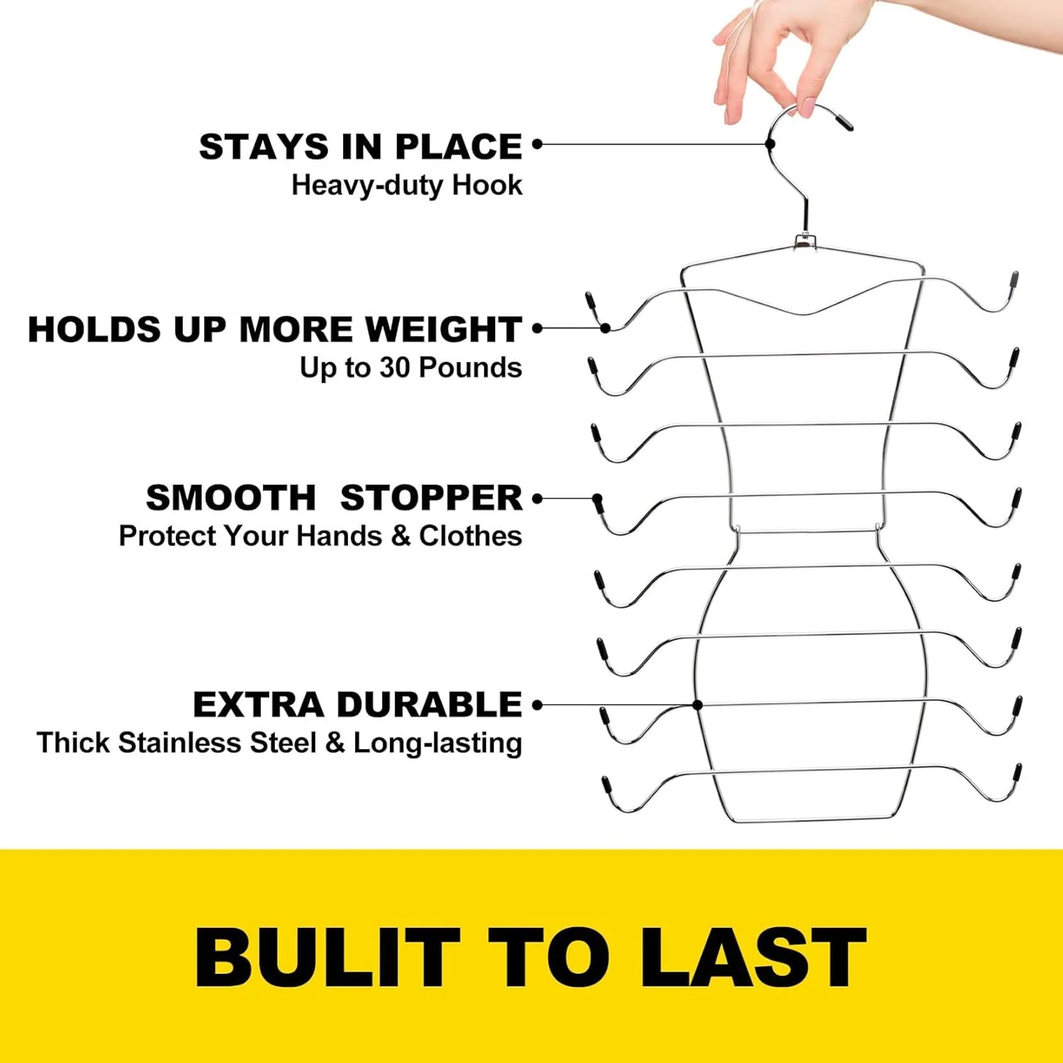 آویز لباس کمدهای سازمان دهنده، آویز تاپ رکابی 8 طبقه، سازمان دهنده کمد و آویز سوتین برای ذخیره سازی فضا (بسته 3 عددی)