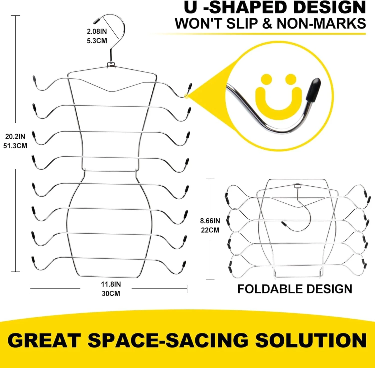 آویز لباس کمدهای سازمان دهنده، آویز تاپ رکابی 8 طبقه، سازمان دهنده کمد و آویز سوتین برای ذخیره سازی فضا (بسته 3 عددی)