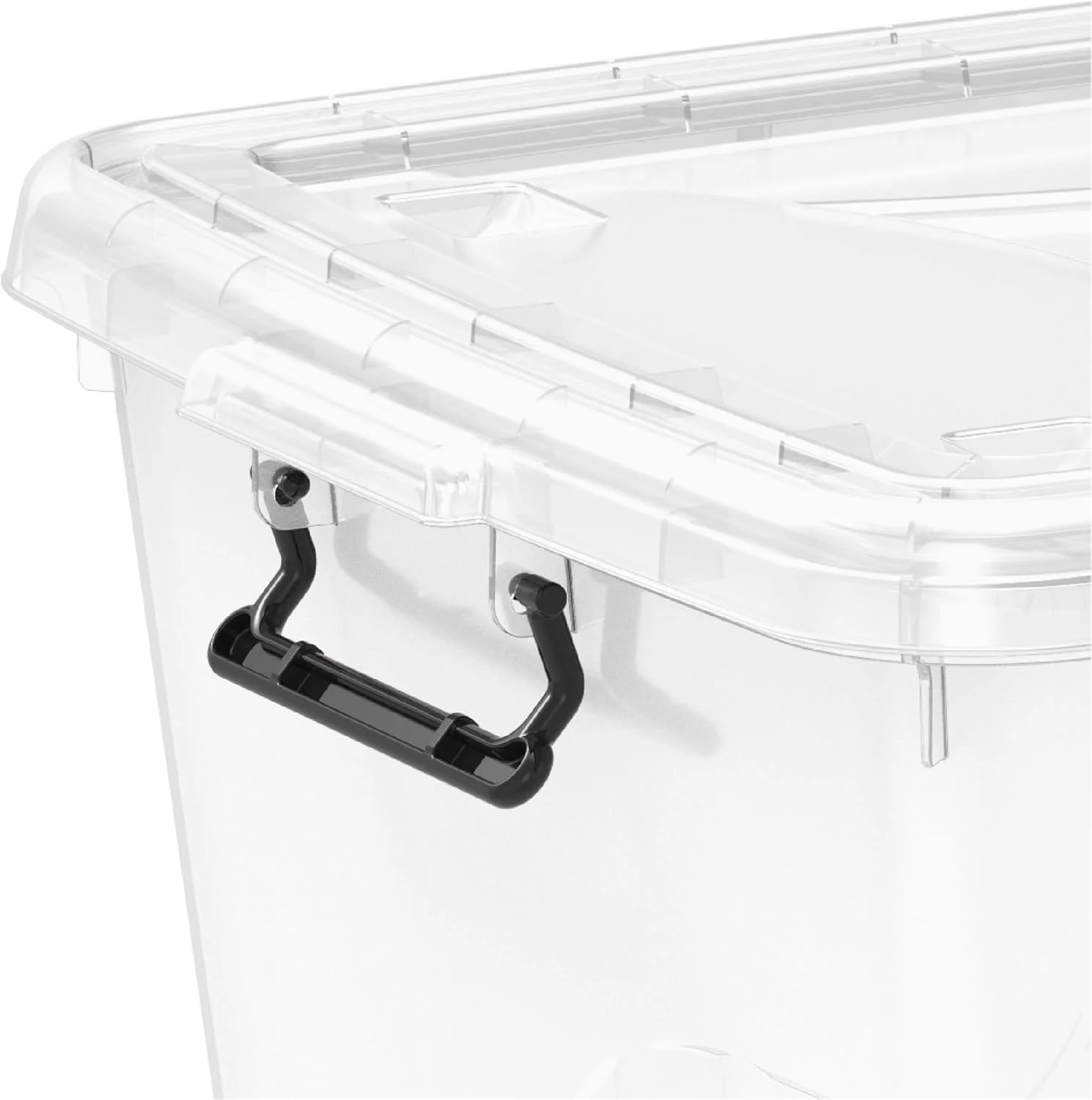 باکس نگهداری پلاستیکی شفاف 132 لیتری Cosmoplast با چرخ و درب قفل‌دار، شفاف