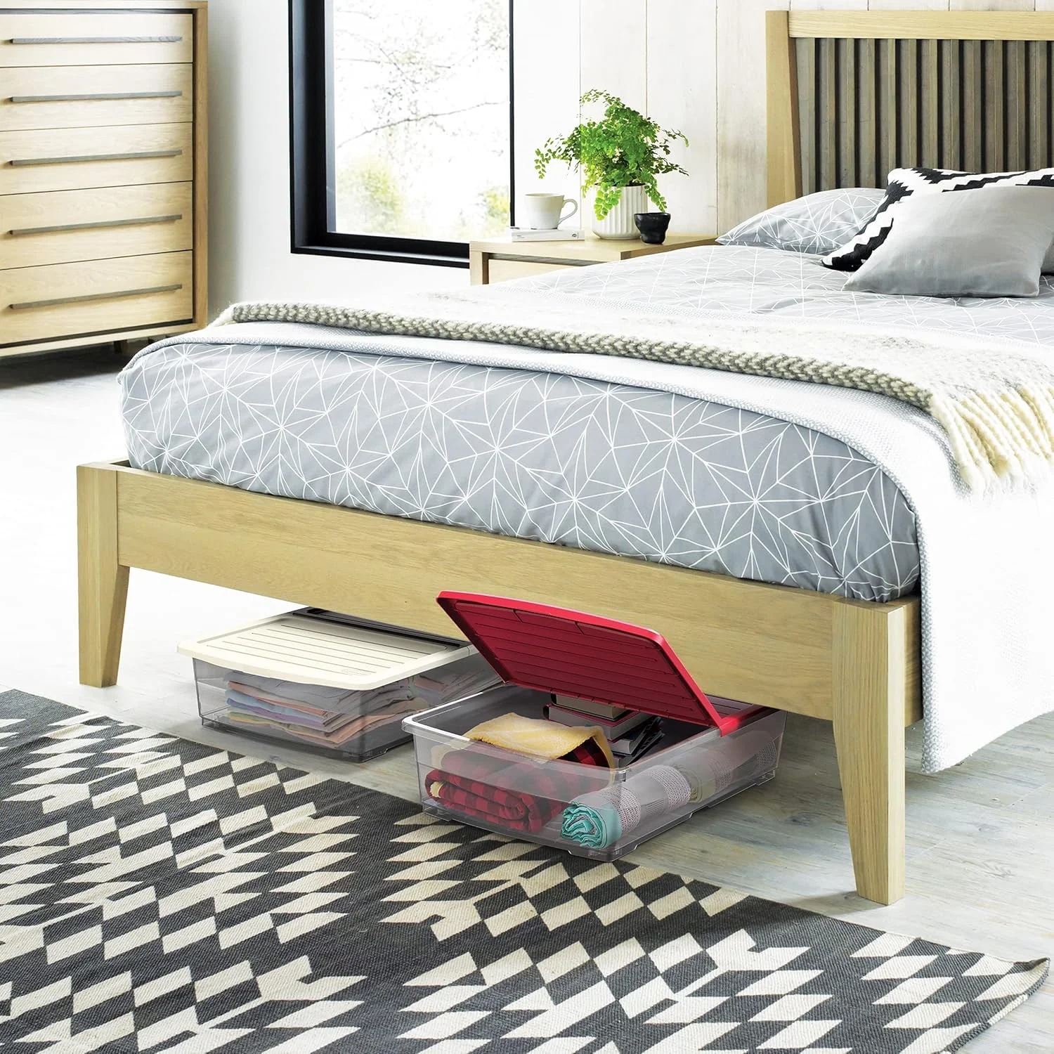 باکس نگهداری پلاستیکی شفاف کازموپلاست به همراه درب، مناسب زیر تخت، 45 لیتر