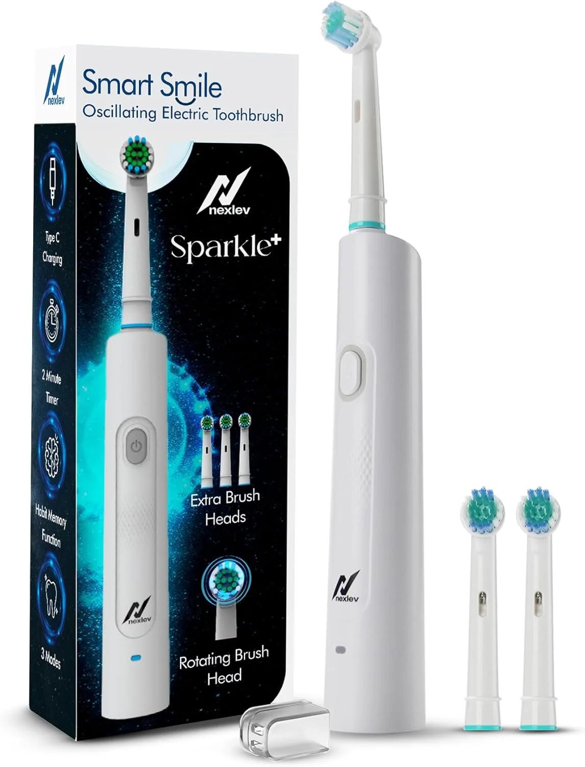 مسواک برقی نوسانی Nexlev | 8000 لرزش در دقیقه | 3 حالت | تایمر 2 دقیقه ای | ضد آب IPX7 | شارژ USB Type C | برای بزرگسالان | یادآوری تغییر چهارگانه | Sparkle Pro (ETR-06) مسواک برقی نوسانی Nexlev | 8000 لرزش در دقیقه | 3 حالت | تایمر 2 دقیقه ای | ضد آب IPX7 | شارژ USB Type C | برای بزرگسالان | یادآوری تغییر چهارگانه | Sparkle Pro (ETR-06)