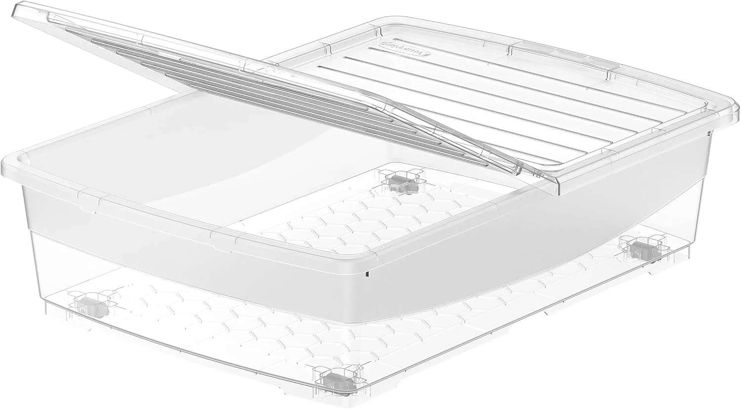 باکس نگهداری پلاستیکی شفاف کازموپلاست به همراه درب، مناسب زیر تخت، 45 لیتر