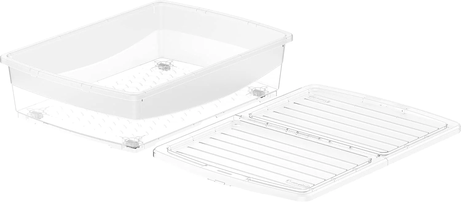 باکس نگهداری پلاستیکی شفاف کازموپلاست به همراه درب، مناسب زیر تخت، 45 لیتر