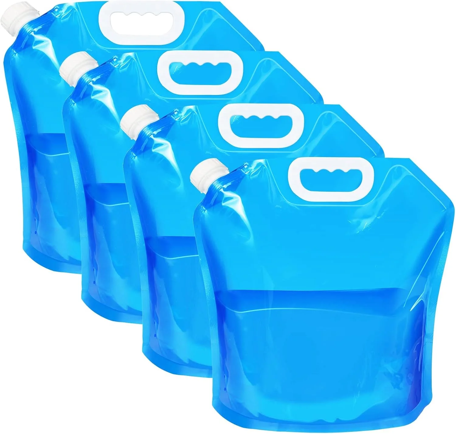 مخزن آب تاشو KOWVOWZ، قمقمه پلاستیکی درجه مواد غذایی بدون BPA، قابل انجماد و بدون نشتی برای ورزش، پیک نیک، کمپینگ، پیاده روی، مسافرت، کیت بقای اضطراری (4 عدد 5 لیتری)