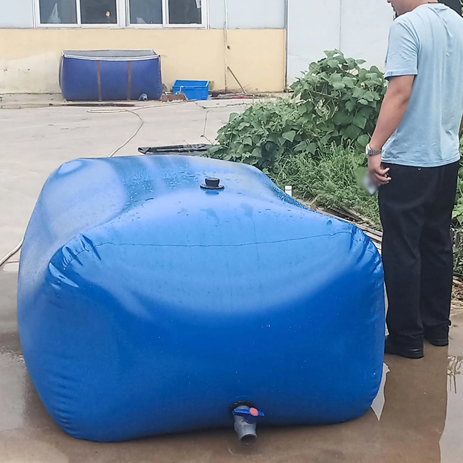 کیسه ذخیره آب PVC ضخیم تاشو با ظرفیت بزرگ، مخزن ذخیره آب، منبع آب اضطراری، مقاوم در برابر سایش و ضد افتادگی برای آبیاری کشاورزی، 1500 لیتر