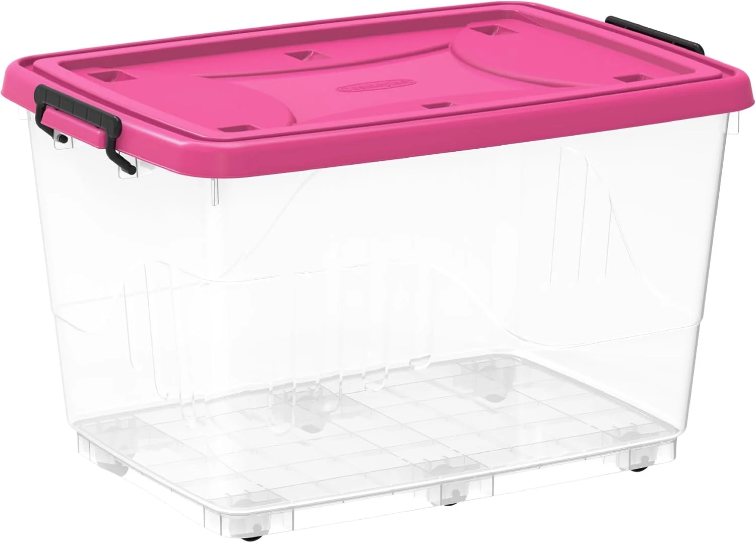 باکس نگهداری پلاستیکی شفاف 132 لیتری Cosmoplast با چرخ و درب قفل‌دار