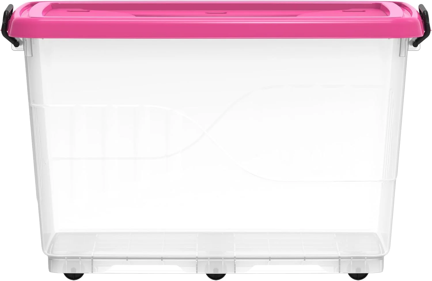 باکس نگهداری پلاستیکی شفاف 132 لیتری Cosmoplast با چرخ و درب قفل‌دار