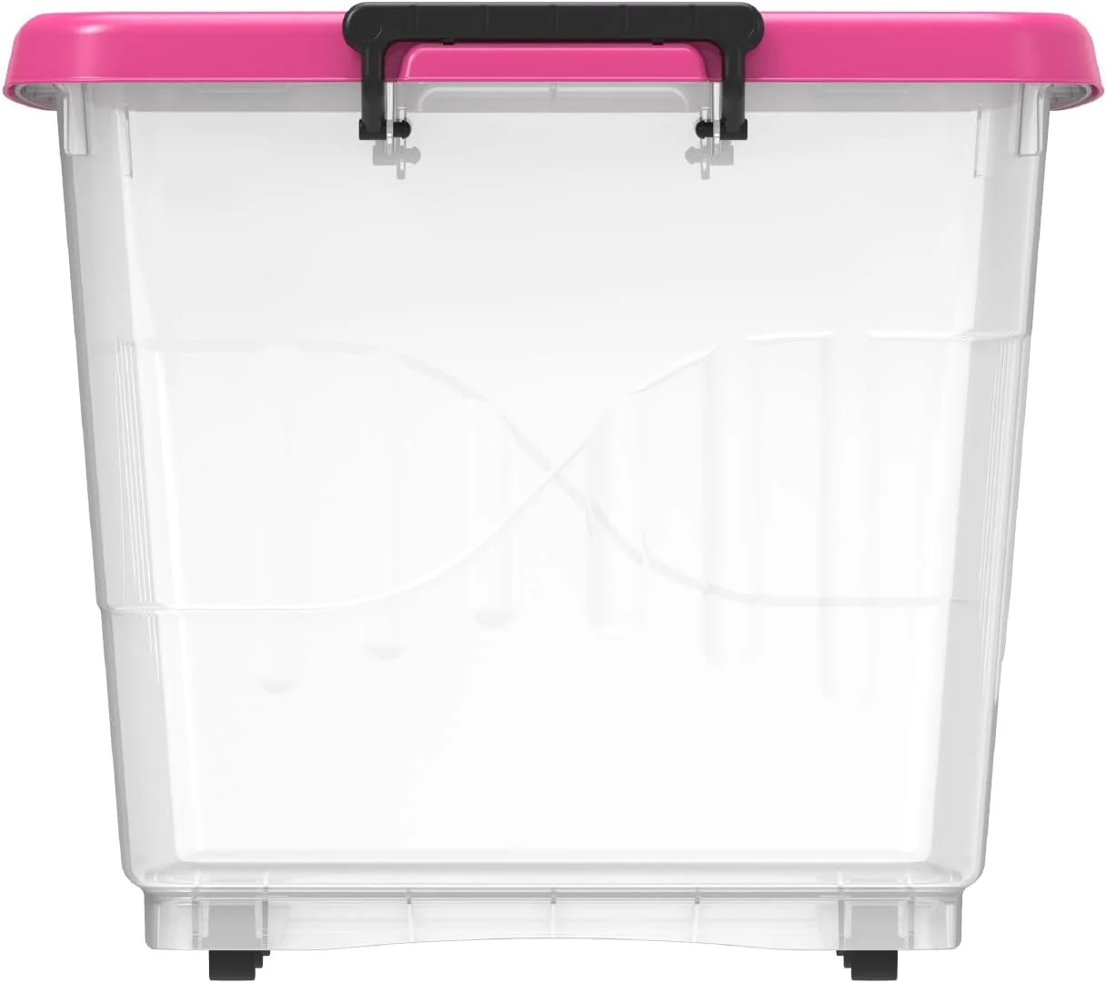 باکس نگهداری پلاستیکی شفاف 132 لیتری Cosmoplast با چرخ و درب قفل‌دار