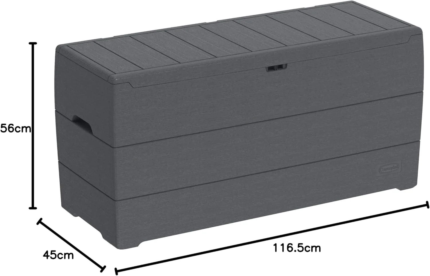 جعبه ذخیره سازی عرشه طرح چوب سدر پلاستیکی Cosmoplast، 270 لیتر، مناسب برای فضای داخلی و خارجی، خاکستری تیره جعبه ذخیره سازی عرشه طرح چوب سدر پلاستیکی Cosmoplast، 270 لیتر، مناسب برای فضای داخلی و خارجی، خاکستری تیره