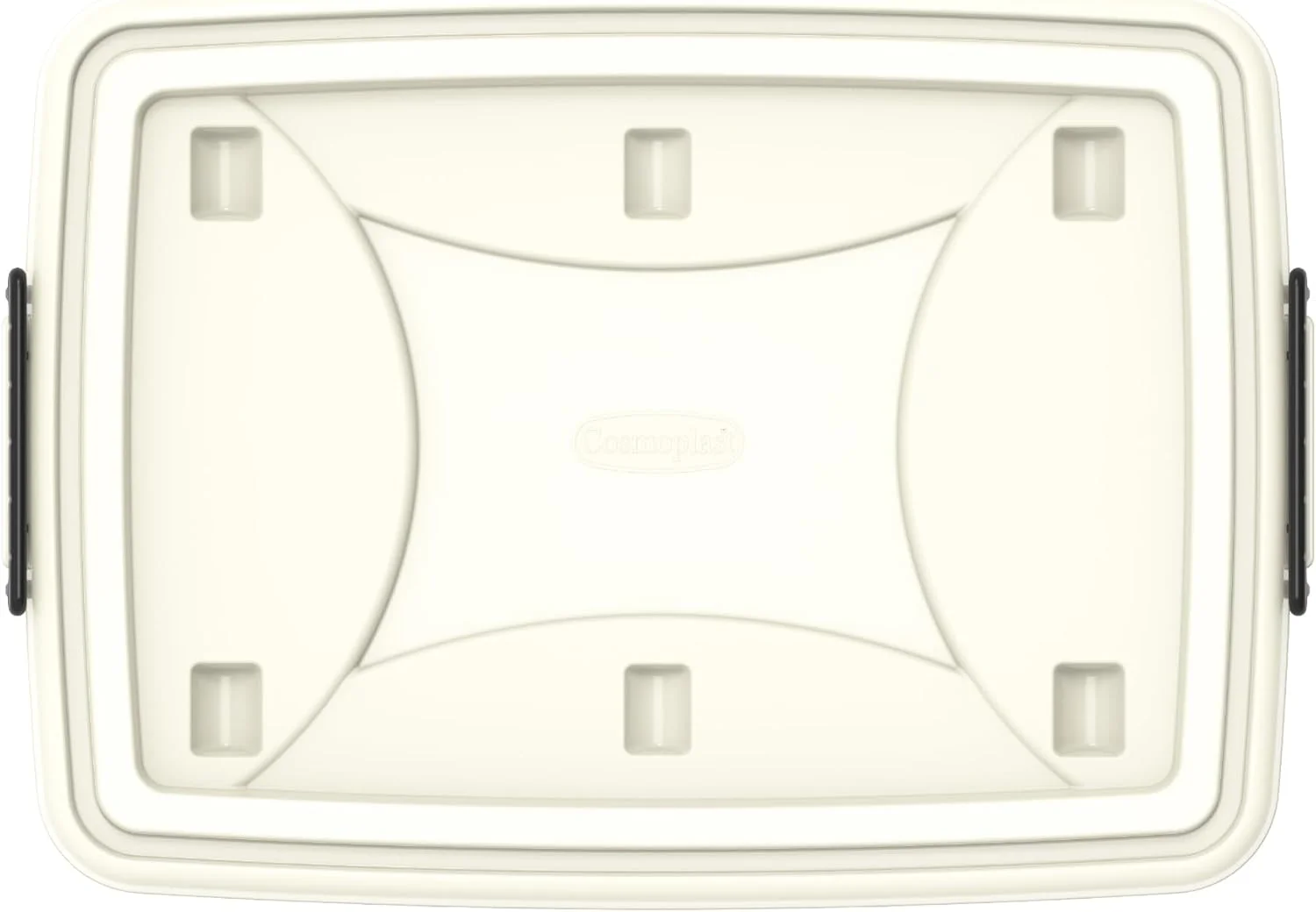 جعبه نگهداری پلاستیکی شفاف 82 لیتری Cosmoplast با چرخ و درب قفل‌دار، سفید مایل به کرم، 82 لیتر