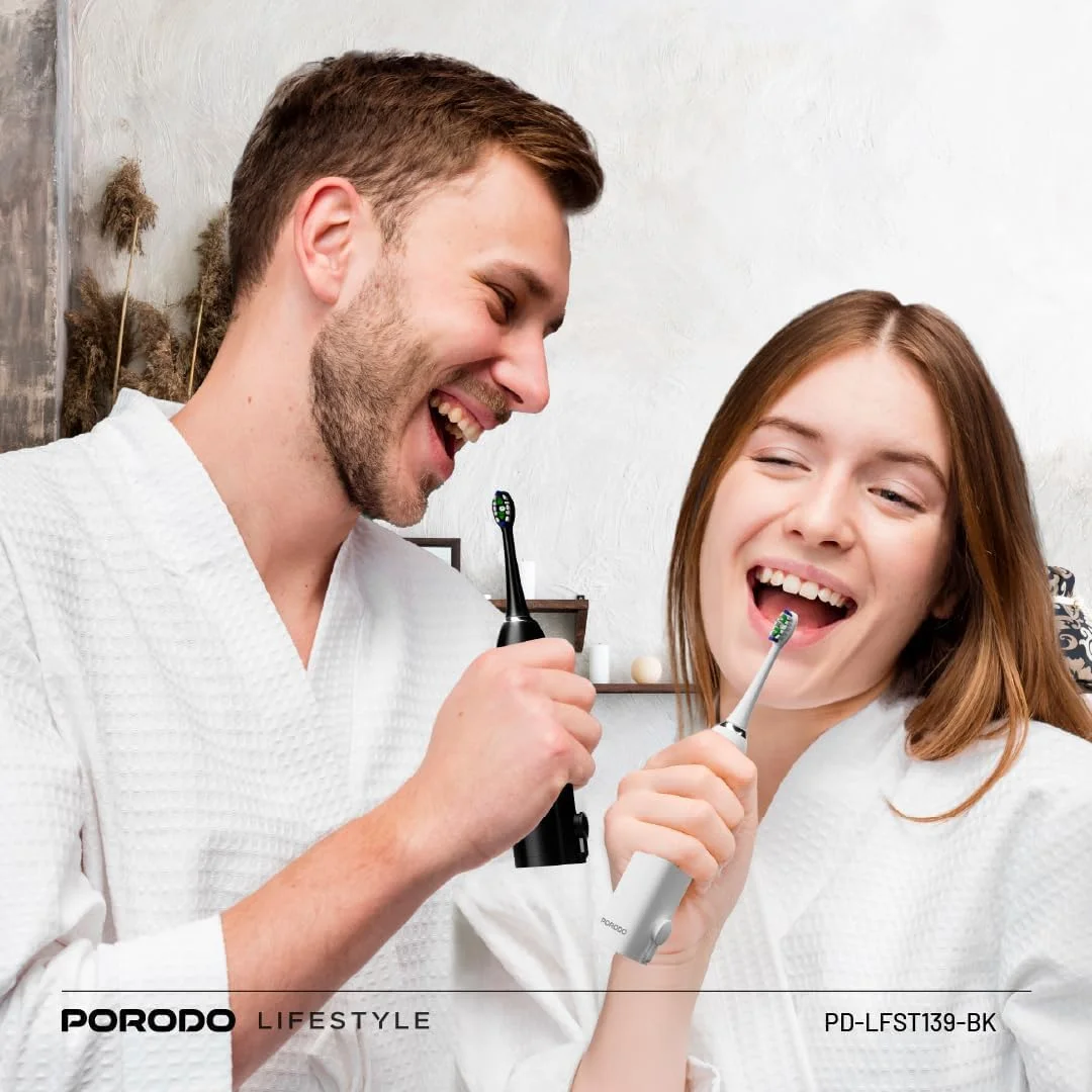 مسواک برقی Porodo Lifestyle با باتری 1000mAh، استاندارد IPX7، حالت دستی و مخزن آب 110 میلی لیتری مسواک برقی Porodo Lifestyle با باتری 1000mAh، استاندارد IPX7، حالت دستی و مخزن آب 110 میلی لیتری