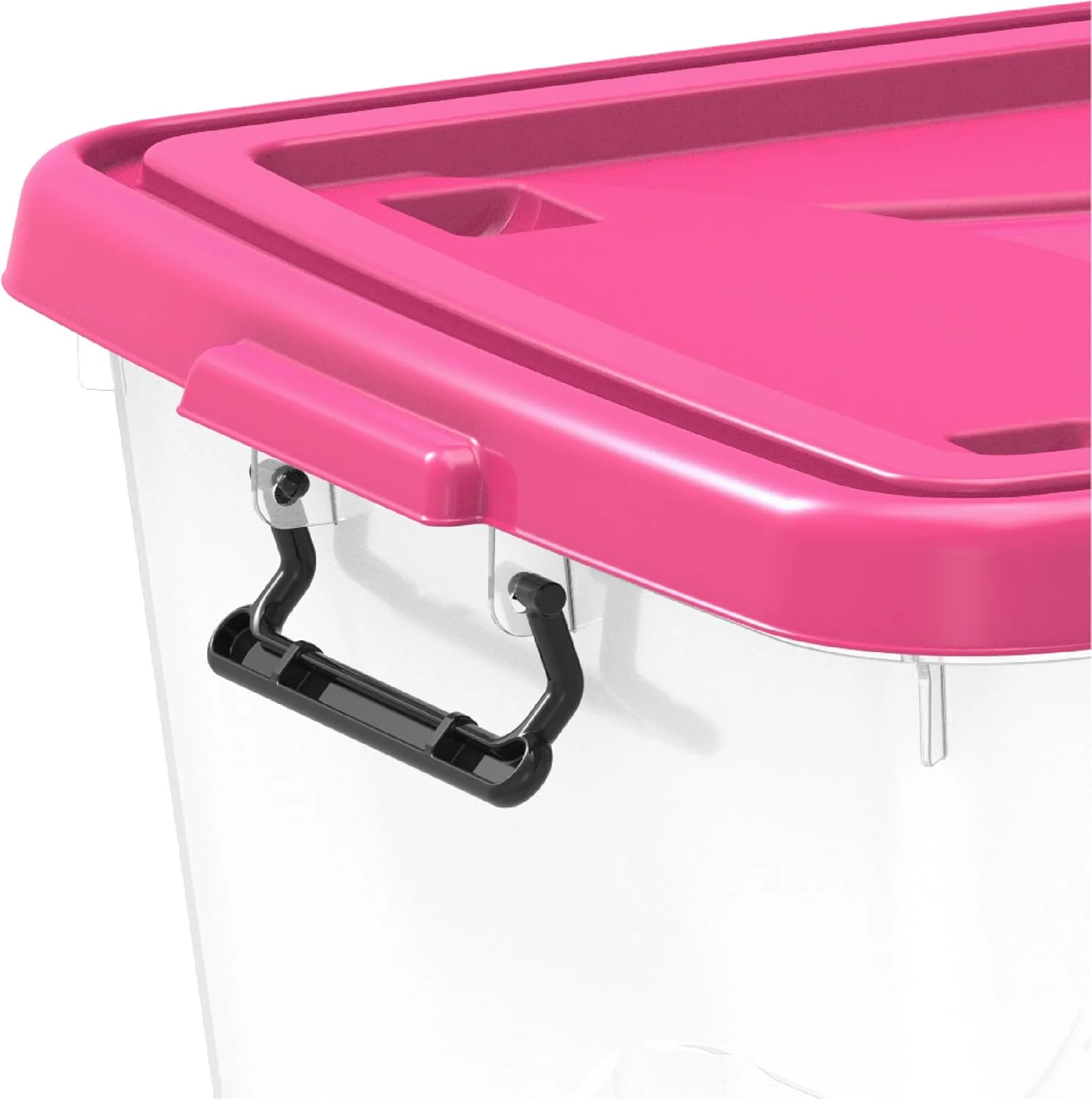 باکس نگهداری پلاستیکی شفاف 132 لیتری Cosmoplast با چرخ و درب قفل‌دار