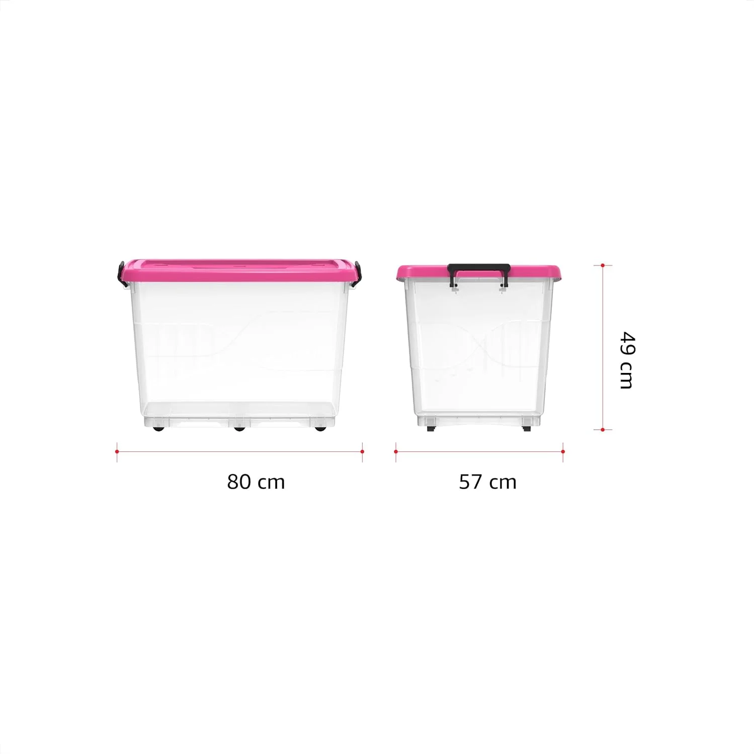 باکس نگهداری پلاستیکی شفاف 132 لیتری Cosmoplast با چرخ و درب قفل‌دار