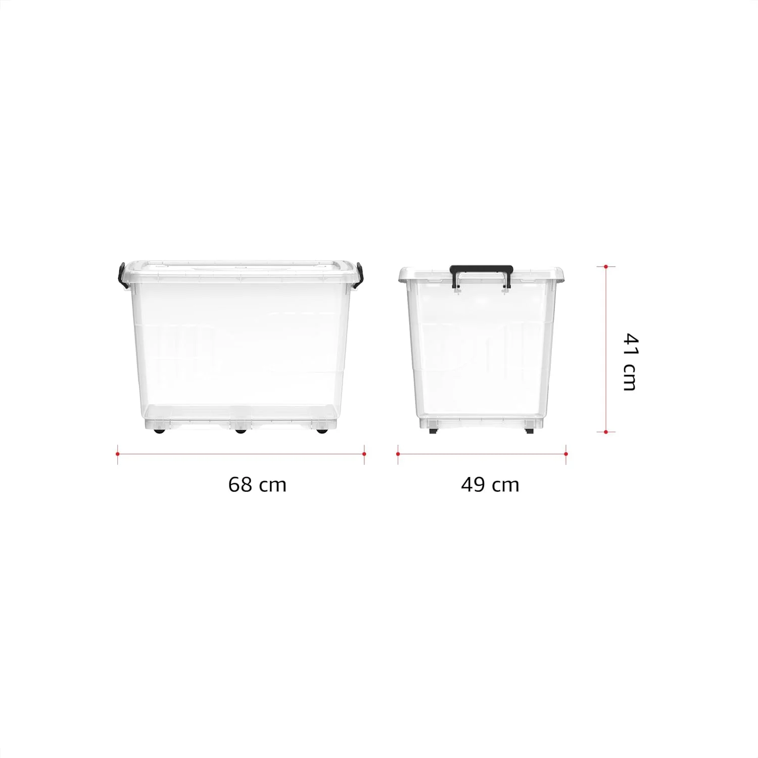 باکس نگهداری پلاستیکی شفاف 82 لیتری Cosmoplast با چرخ و درب قفل‌دار، شفاف