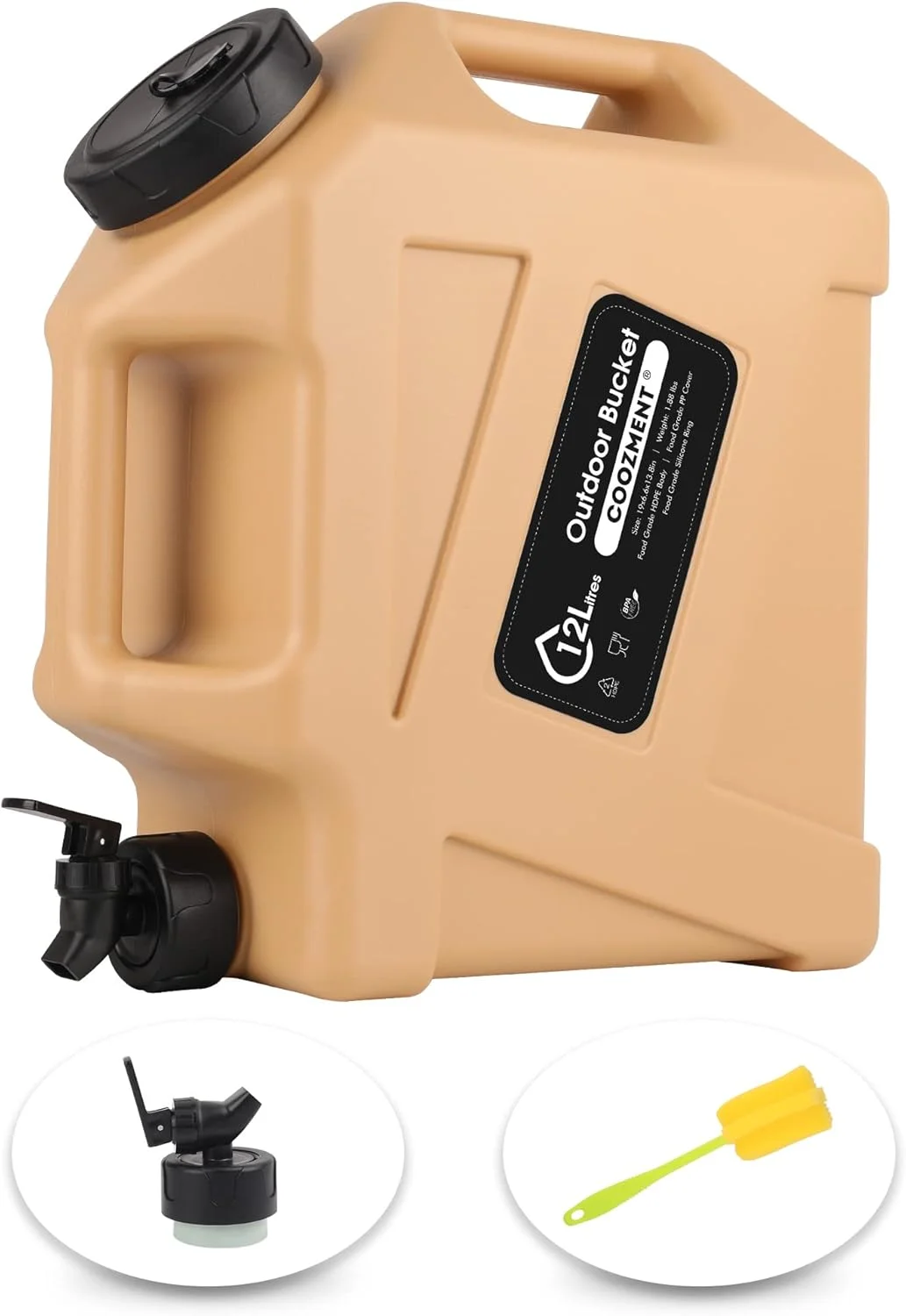 ظروف آب قابل حمل 3.2 گالن (12 لیتری) COOZMENT با شیر، قمقمه آب بدون BPA، مخزن آب، ظروف ذخیره آب چند منظوره برای کمپینگ، پیاده روی در فضای باز، ذخیره سازی اضطراری، نوشیدنی