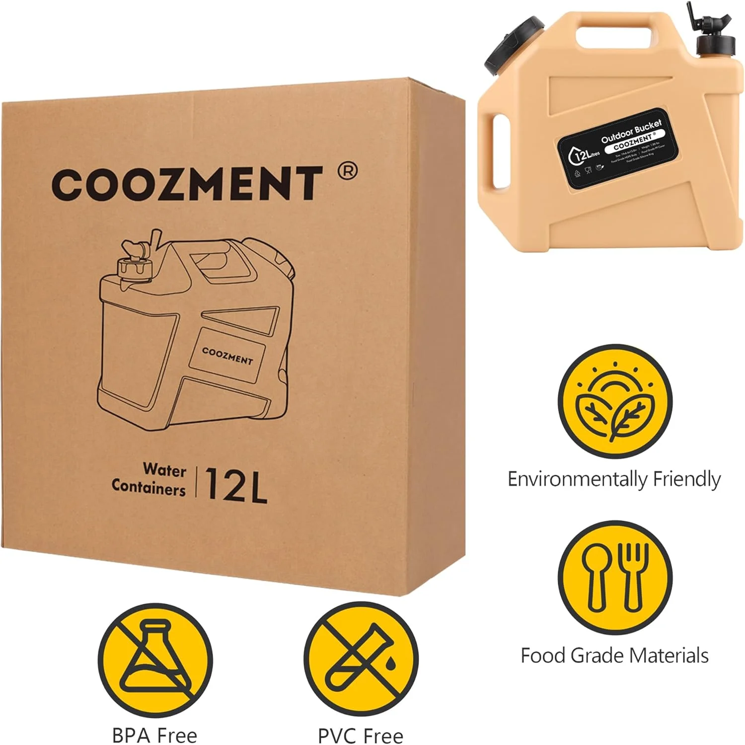 ظروف آب قابل حمل 3.2 گالن (12 لیتری) COOZMENT با شیر، قمقمه آب بدون BPA، مخزن آب، ظروف ذخیره آب چند منظوره برای کمپینگ، پیاده روی در فضای باز، ذخیره سازی اضطراری، نوشیدنی ظروف آب قابل حمل 3.2 گالن (12 لیتری) COOZMENT با شیر، قمقمه آب بدون BPA، مخزن آب، ظروف ذخیره آب چند منظوره برای کمپینگ، پیاده روی در فضای باز، ذخیره سازی اضطراری، نوشیدنی