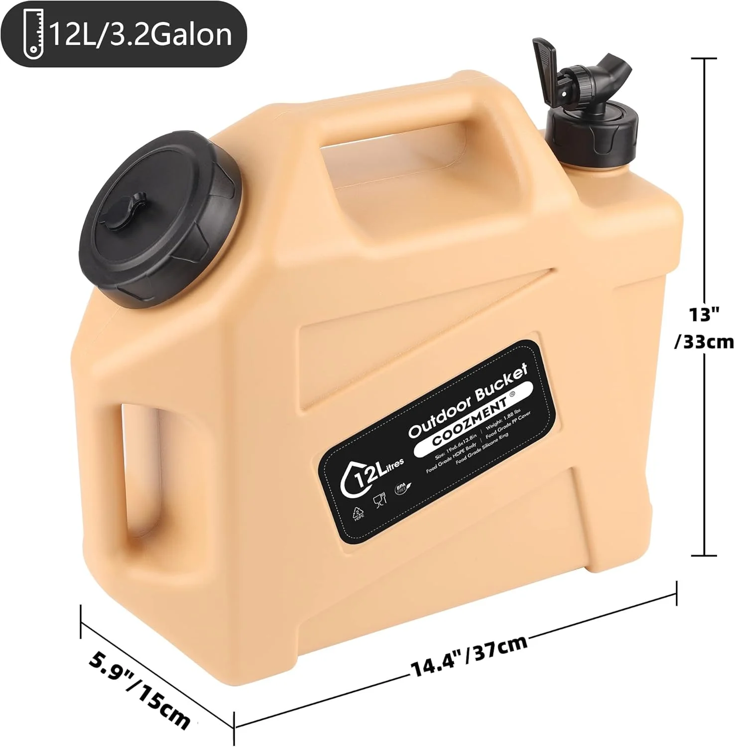 ظروف آب قابل حمل 3.2 گالن (12 لیتری) COOZMENT با شیر، قمقمه آب بدون BPA، مخزن آب، ظروف ذخیره آب چند منظوره برای کمپینگ، پیاده روی در فضای باز، ذخیره سازی اضطراری، نوشیدنی ظروف آب قابل حمل 3.2 گالن (12 لیتری) COOZMENT با شیر، قمقمه آب بدون BPA، مخزن آب، ظروف ذخیره آب چند منظوره برای کمپینگ، پیاده روی در فضای باز، ذخیره سازی اضطراری، نوشیدنی