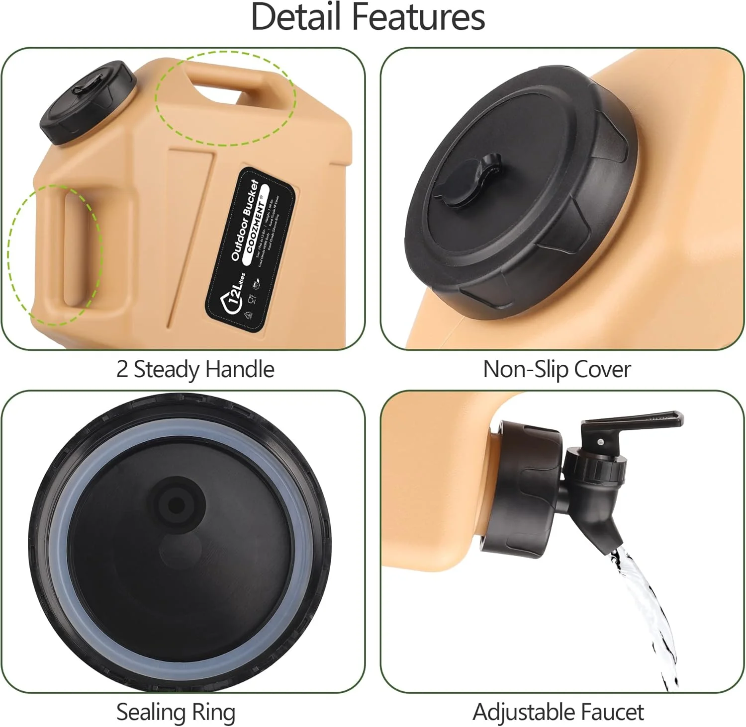 ظروف آب قابل حمل 3.2 گالن (12 لیتری) COOZMENT با شیر، قمقمه آب بدون BPA، مخزن آب، ظروف ذخیره آب چند منظوره برای کمپینگ، پیاده روی در فضای باز، ذخیره سازی اضطراری، نوشیدنی ظروف آب قابل حمل 3.2 گالن (12 لیتری) COOZMENT با شیر، قمقمه آب بدون BPA، مخزن آب، ظروف ذخیره آب چند منظوره برای کمپینگ، پیاده روی در فضای باز، ذخیره سازی اضطراری، نوشیدنی