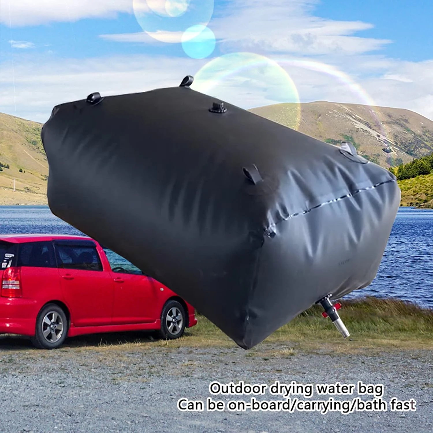 مخزن آب تاشو، کیسه مثانه آب انعطاف پذیر، مخزن ذخیره آب با ظرفیت بزرگ و شیر روشن/خاموش، ظرف ذخیره آب قابل استفاده مجدد برای انتقال و تحویل آب اضطراری جایگزین