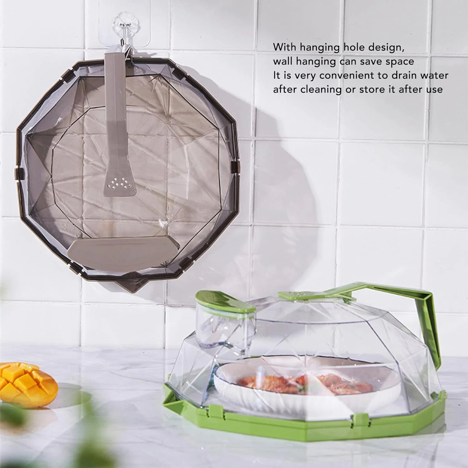 روکش گرم کننده مایکروویو کودن، محافظ پاشش غذا با دسته بلند مقاوم در برابر حرارت بالا و مخزن ذخیره آب برای آشپزخانه (رنگ قهوه ای)