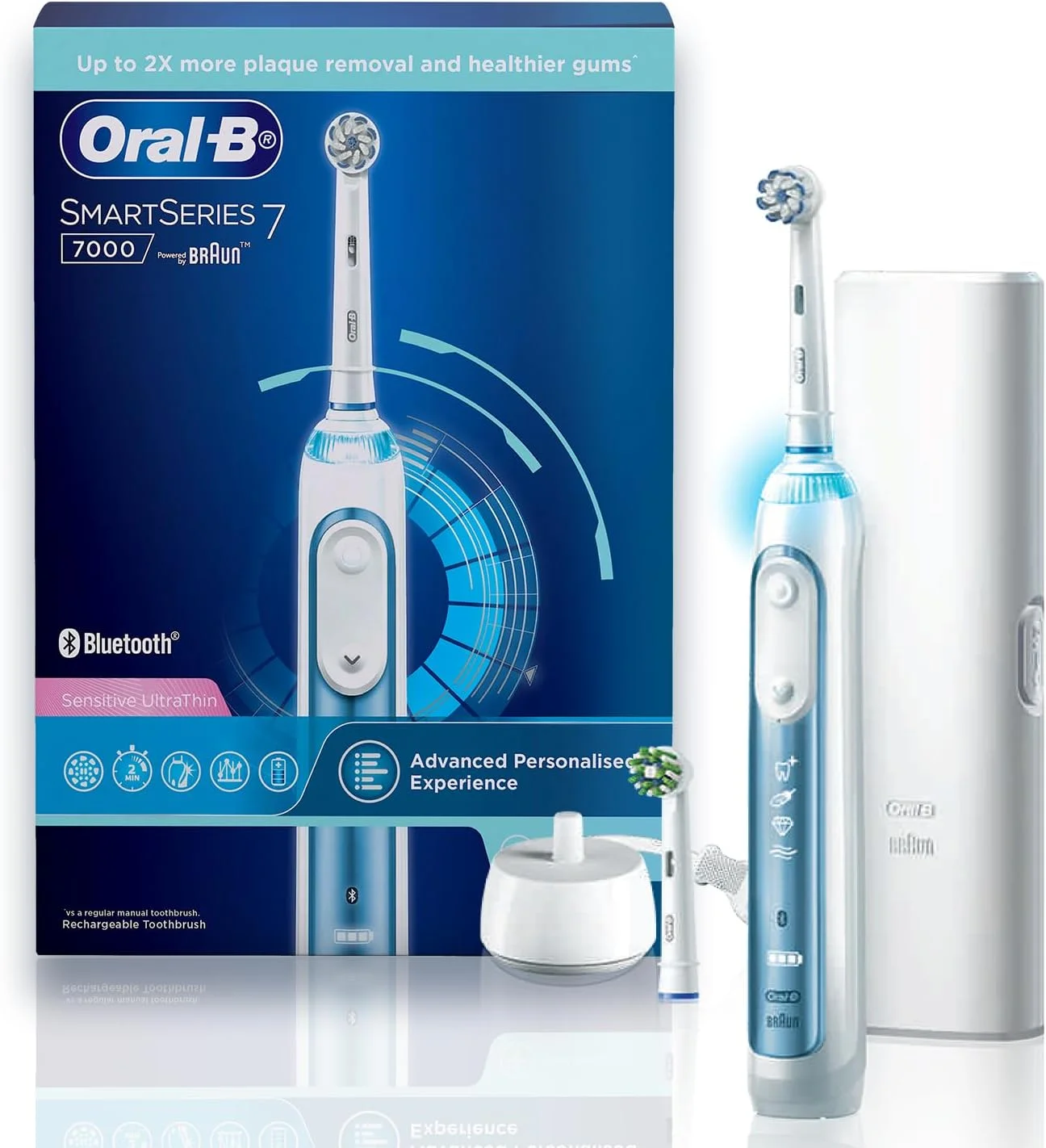 مسواک برقی هوشمند شارژی Oral B Smart 7 برای بزرگسالان، 5 حالت مسواک زدن با کنترل فشار لثه، بلوتوث و شخصی سازی برنامه، تایمر 2 دقیقه ای با Quadpacer، IXP7