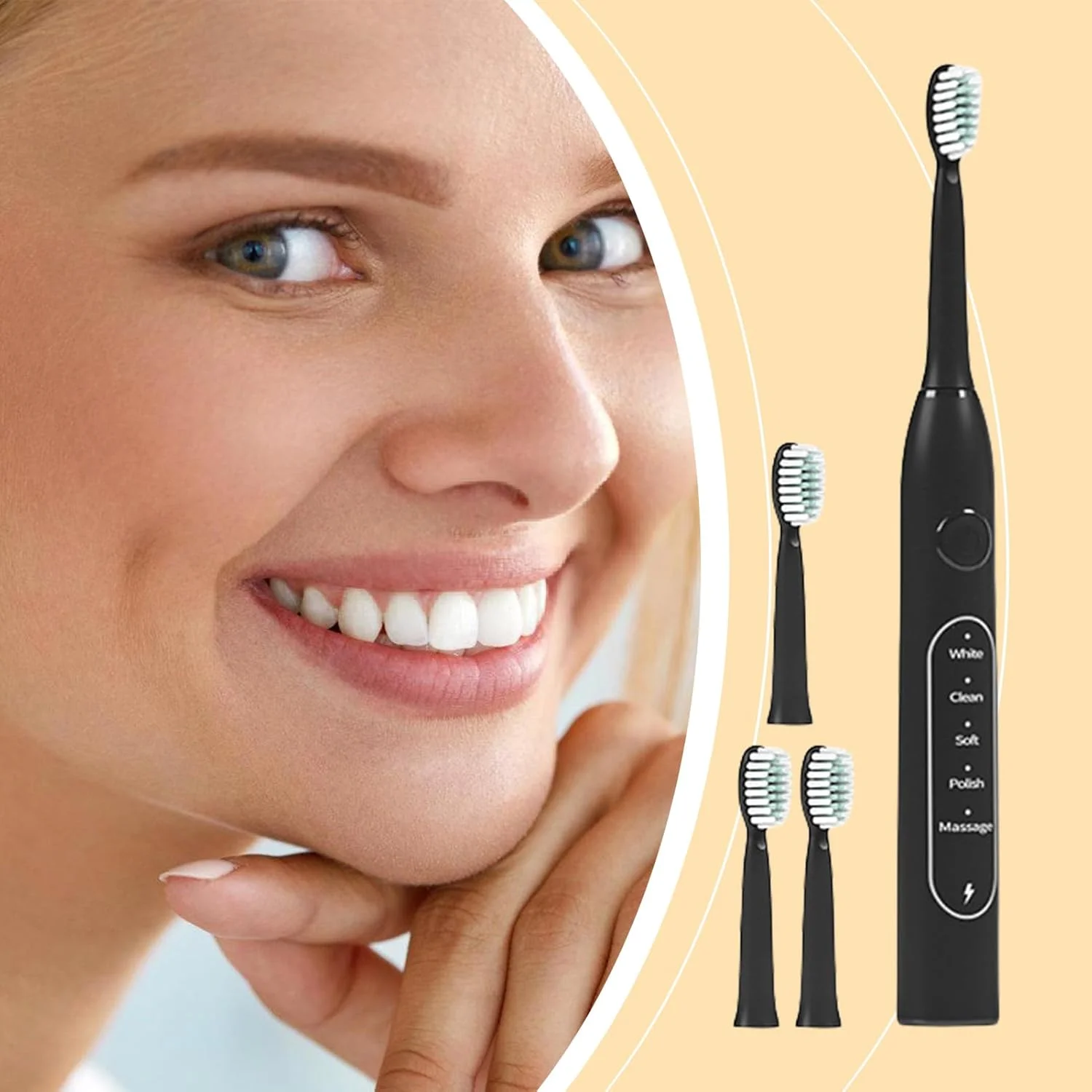 مسواک برقی، مسواک برقی هوشمند ضد آب | ابزار تمیز کننده دهان قابل حمل با ارتعاشات فرکانس بالا برای شب و روز، خانه، مسافرت و کمپینگ