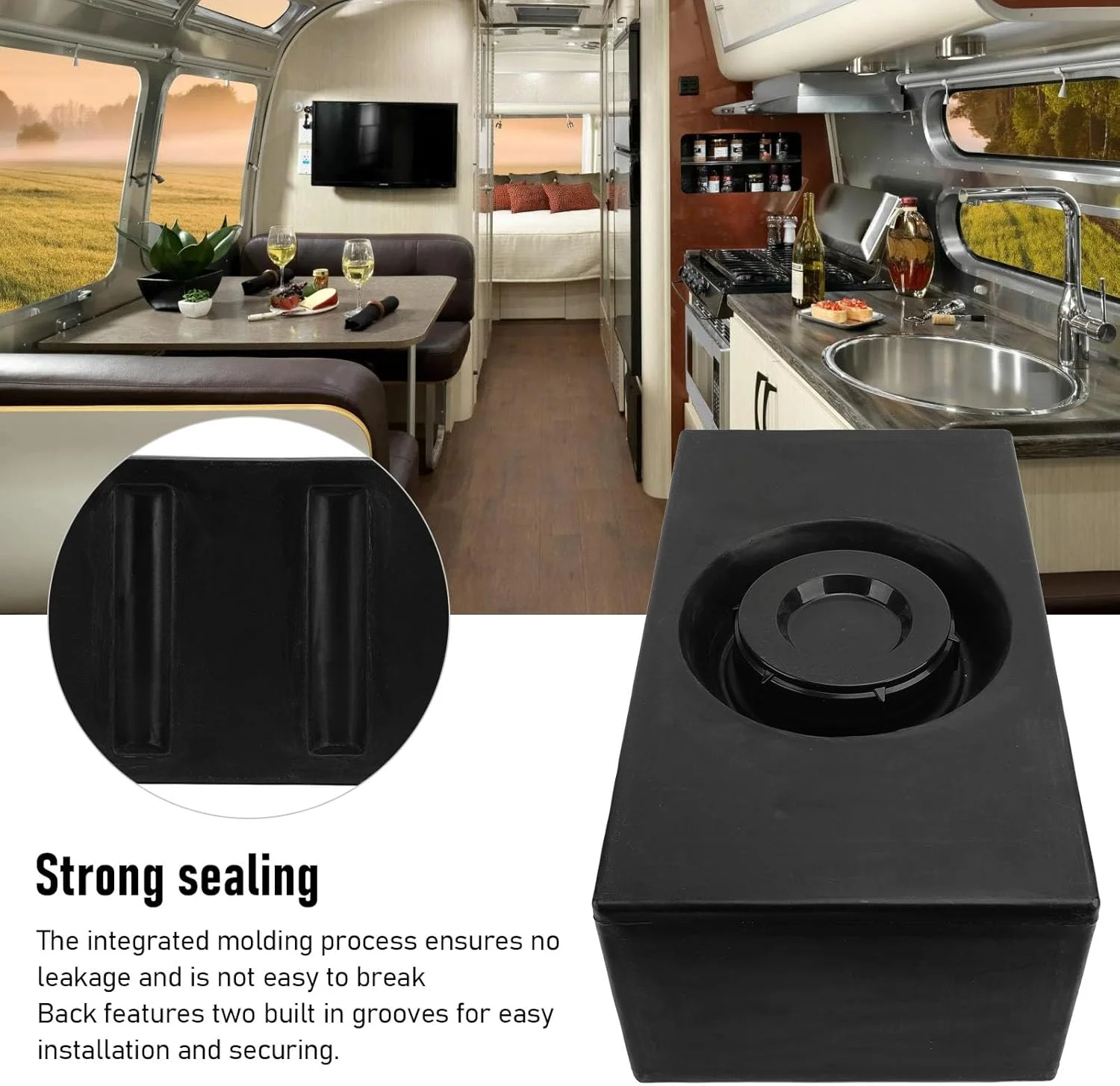 مخزن آب 8 گالنی RV و آب خاکستری، مخزن آب بدون درز با گرید غذایی RV، مخازن ذخیره آب قابل حمل با ظرفیت بالا، قابل تنظیم برای RV، تریلر، قایق و قایق تفریحی