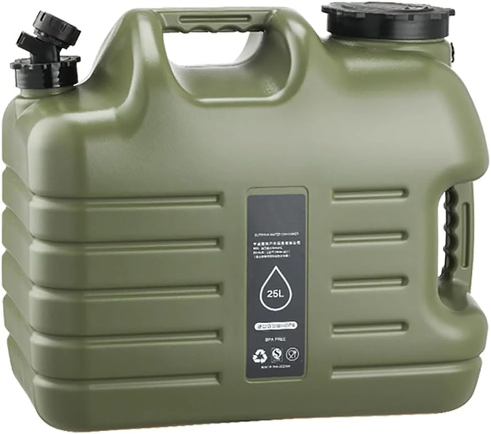 ظرف ذخیره آب 25 لیتری SHENGYI مناسب فضای باز، مخزن ذخیره آب با شیر، سطل ذخیره آب قابل حمل برای کمپینگ و مسافرت، دارای دسته و عایق بندی مناسب