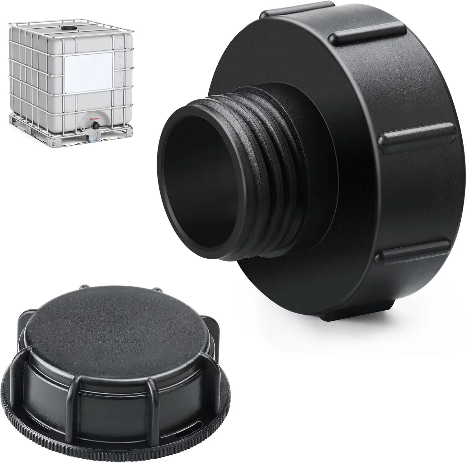 آداپتور مخزن IBC profiwoab، درپوش رزوه درشت S100x8 شیر مخزن IBC، اتصال دهنده شیر شلنگ S60 x 6 با قطعات اتصالات شلنگ شیر پوشش مخزن برای شیر تنی IBC