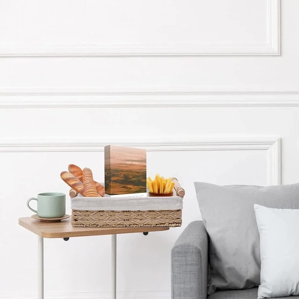 SLEEPHEAD® سبد بافت طنابی گرد کاغذی، سبدهای حصیری برای نظم دهی با دسته، سبدهای تزئینی برای پیشخوان، سبد دستمال کاغذی برای بالای مخزن توالت، ست سبدهای کوچک (ست 2 عددی، بژ)