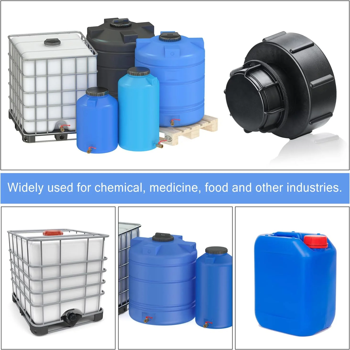 آداپتور مخزن IBC profiwoab، درپوش رزوه درشت S100x8 شیر مخزن IBC، اتصال دهنده شیر شلنگ S60 x 6 با قطعات اتصالات شلنگ شیر پوشش مخزن برای شیر تنی IBC