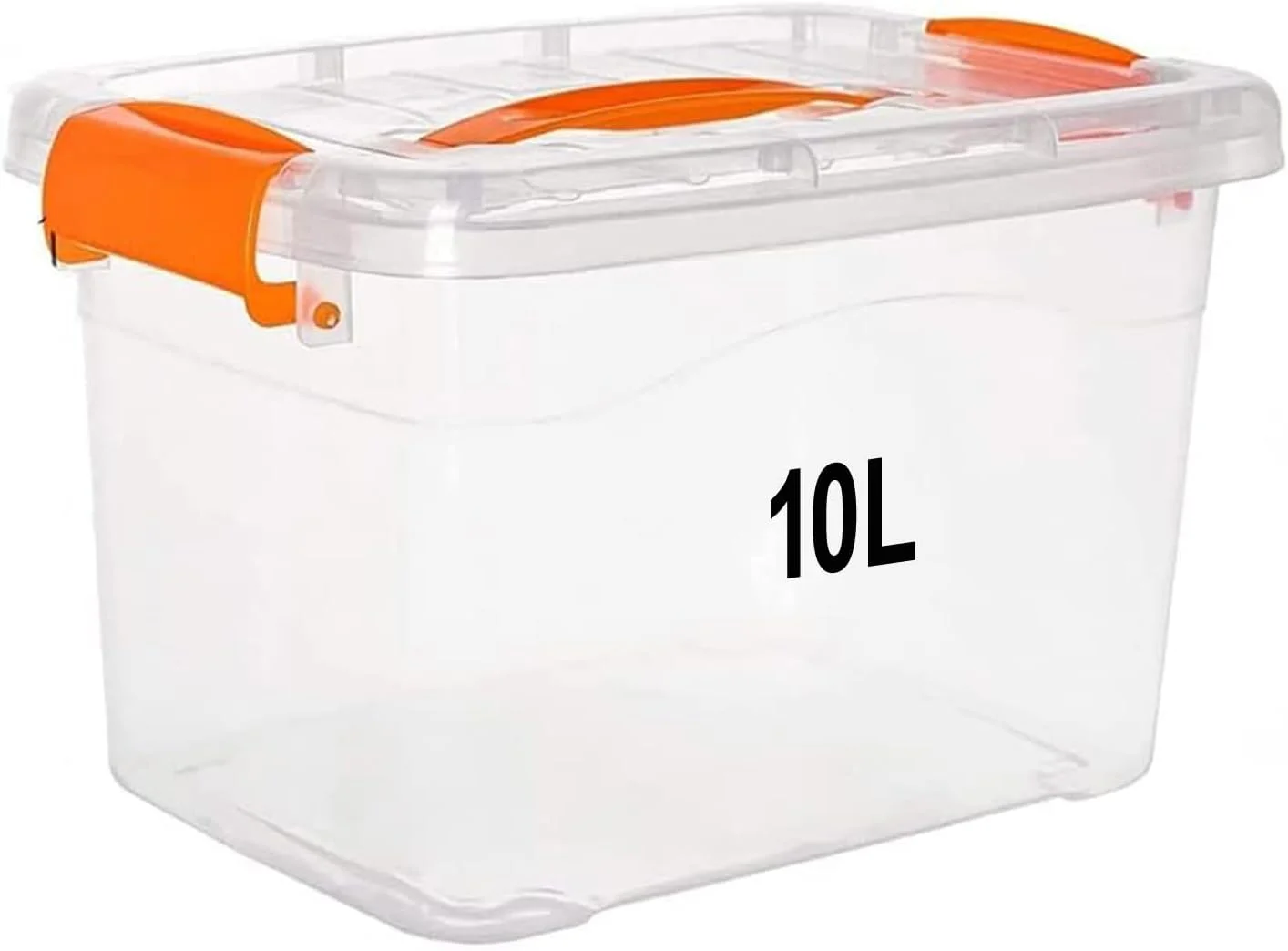جعبه نگهداری پلاستیکی شفاف 10 لیتری Premify - ظرف سازمان دهنده قفل دار و قابل انباشتن با درب برای خانه، دفتر، آشپزخانه و گاراژ