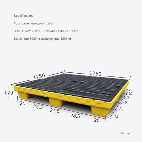 پالت نگهدارنده نشت مواد صنعتی ماژولار با توری تخت، سینی پلی اتیلنی قابل انباشت برای مخزن روغن و جلوگیری از نشت مواد شیمیایی