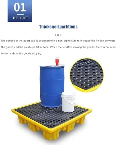 پالت نگهدارنده نشت مواد صنعتی ماژولار با توری تخت، سینی پلی اتیلنی قابل انباشت برای مخزن روغن و جلوگیری از نشت مواد شیمیایی