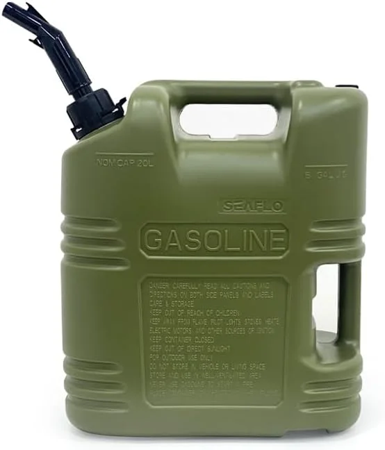 مخزن سوخت 20 لیتری پلاستیکی، مخزن کاربردی، ذخیره سوخت پشتیبان، مناسب برای آفرود، کمپینگ، فضای باز، دریایی، ماجراجویی، سبز، قرمز، زرد، استتار...