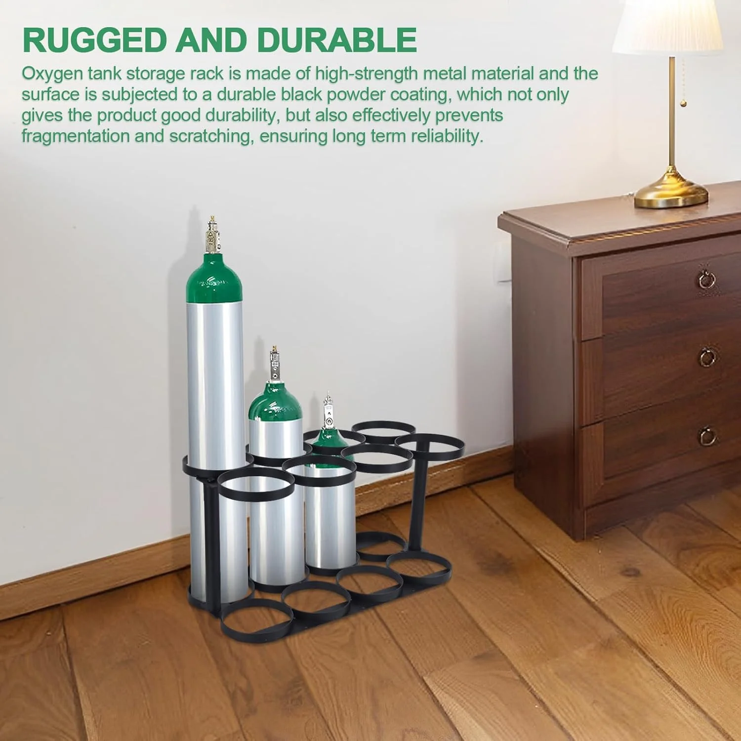 نگهدارنده مخزن اکسیژن، قفسه مخزن اکسیژن، نگهدارنده مخزن اکسیژن پزشکی قابل جابجایی، قفسه سیلندر اکسیژن سنگین برای نگهداری و حمل و نقل، قفسه اکسیژن قابل نصب روی زمین با قطر 4.57 اینچ