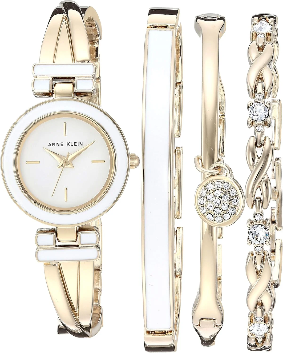 ساعت النگویی زنانه Anne Klein به همراه ست دستبند نگین دار ساعت النگویی زنانه Anne Klein به همراه ست دستبند نگین دار