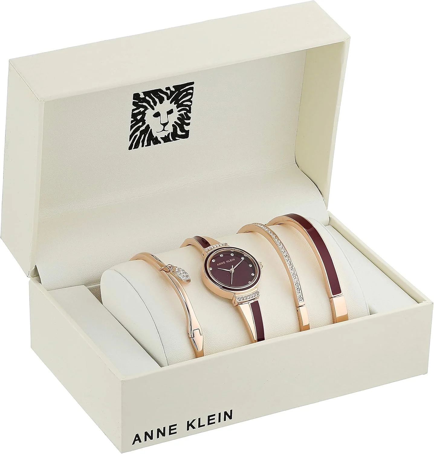 Anne Klein Women's Premium Crystal Accented Bangle Watch Set