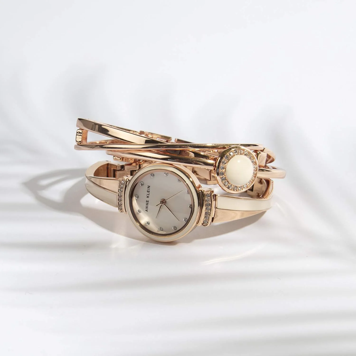 Anne Klein Women's Premium Crystal Accented Watch and Bangle Set Anne Klein Women's Premium Crystal Accented Watch and Bangle Set