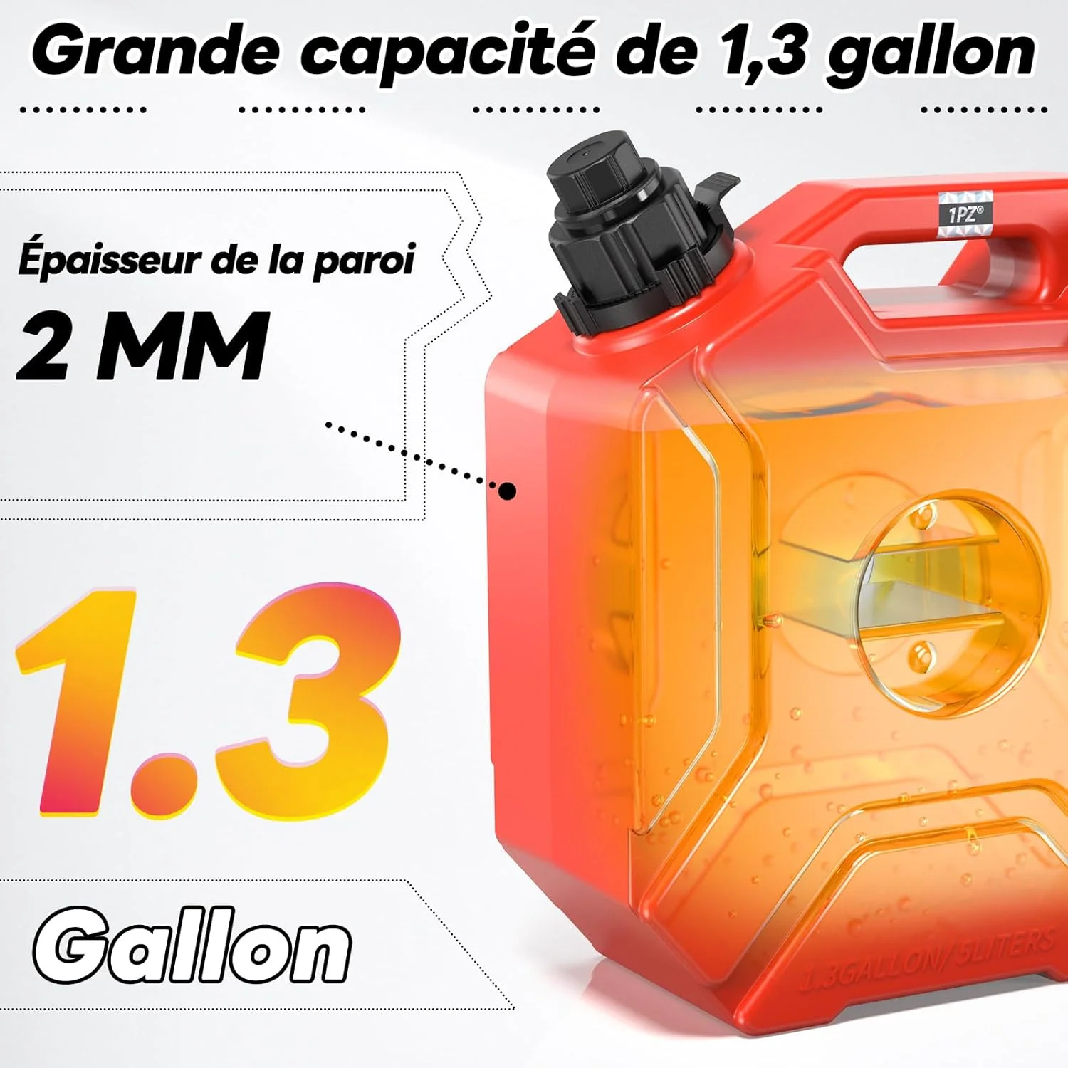 مخزن آب 5 لیتری 1PZ FR3-GT3 با شیر و پایه قفل‌دار، مخزن انتقال ذخیره سازی، عملکرد خاموش شدن خودکار و جریان قابل تنظیم