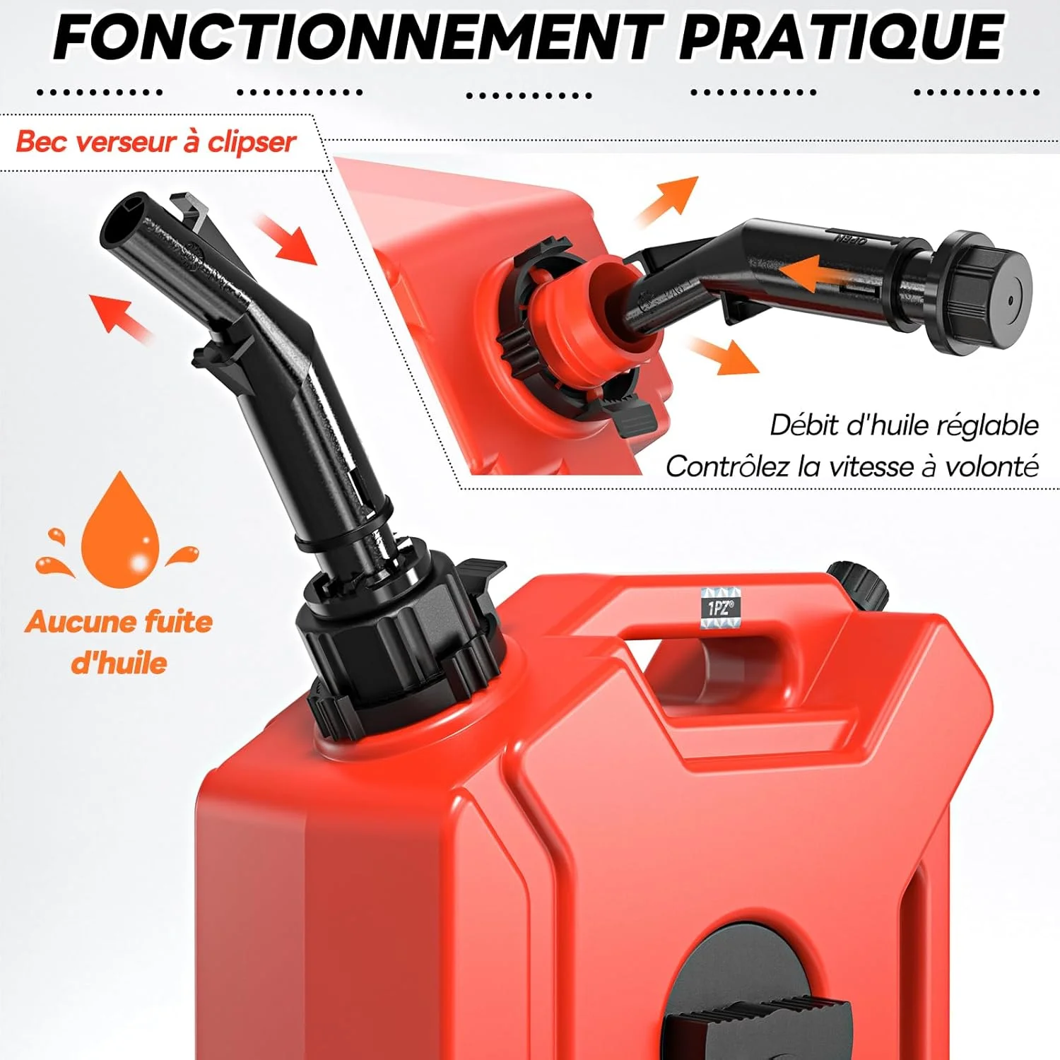 مخزن آب 5 لیتری 1PZ FR3-GT3 با شیر و پایه قفل‌دار، مخزن انتقال ذخیره سازی، عملکرد خاموش شدن خودکار و جریان قابل تنظیم