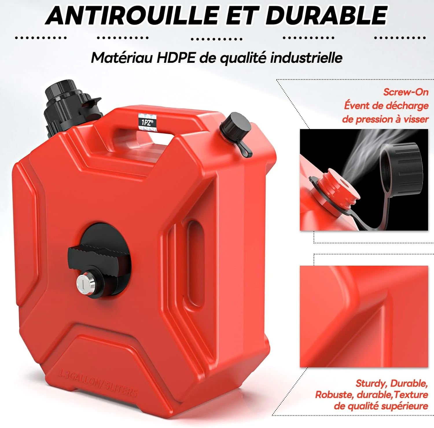 مخزن آب 5 لیتری 1PZ FR3-GT3 با شیر و پایه قفل‌دار، مخزن انتقال ذخیره سازی، عملکرد خاموش شدن خودکار و جریان قابل تنظیم