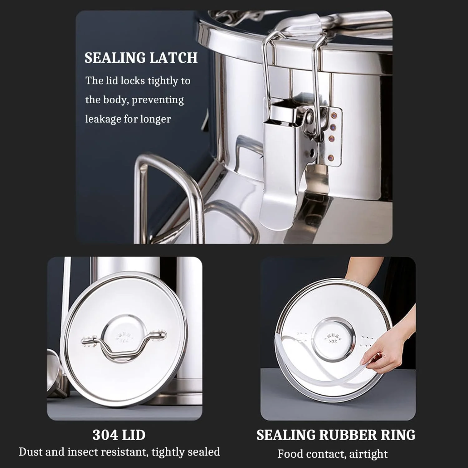 سطل شیر استیل 76 لیتری - مخزن حمل شیر با ظرفیت بالا و درب مهر و موم سیلیکونی - ایده آل برای شیر، قهوه، سوپ - ساختار استیل 304 - محکم و بادوام