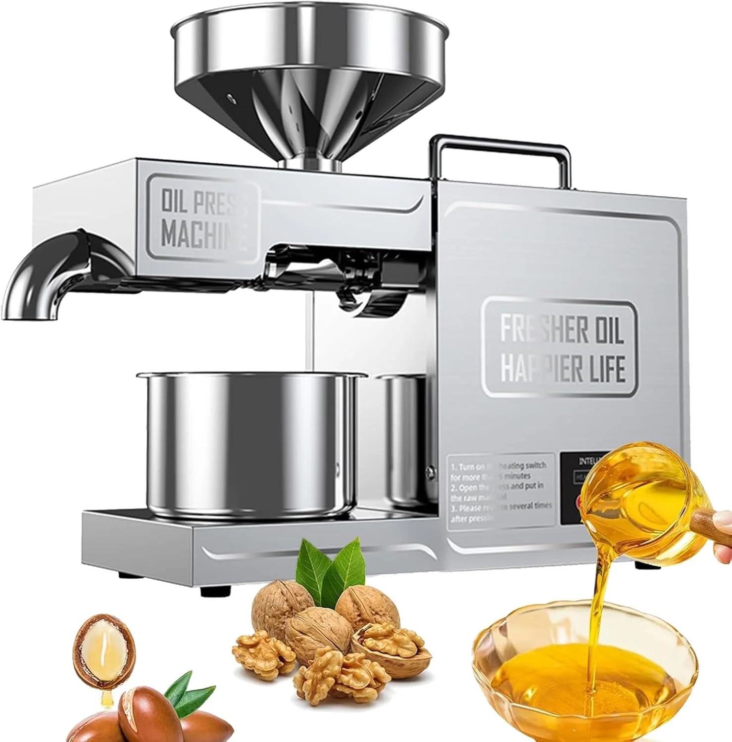 دستگاه روغن گیری خانگی و تجاری، 820 وات، بازدهی بالای روغن، فولاد ضد زنگ برای پرس سرد و گرم